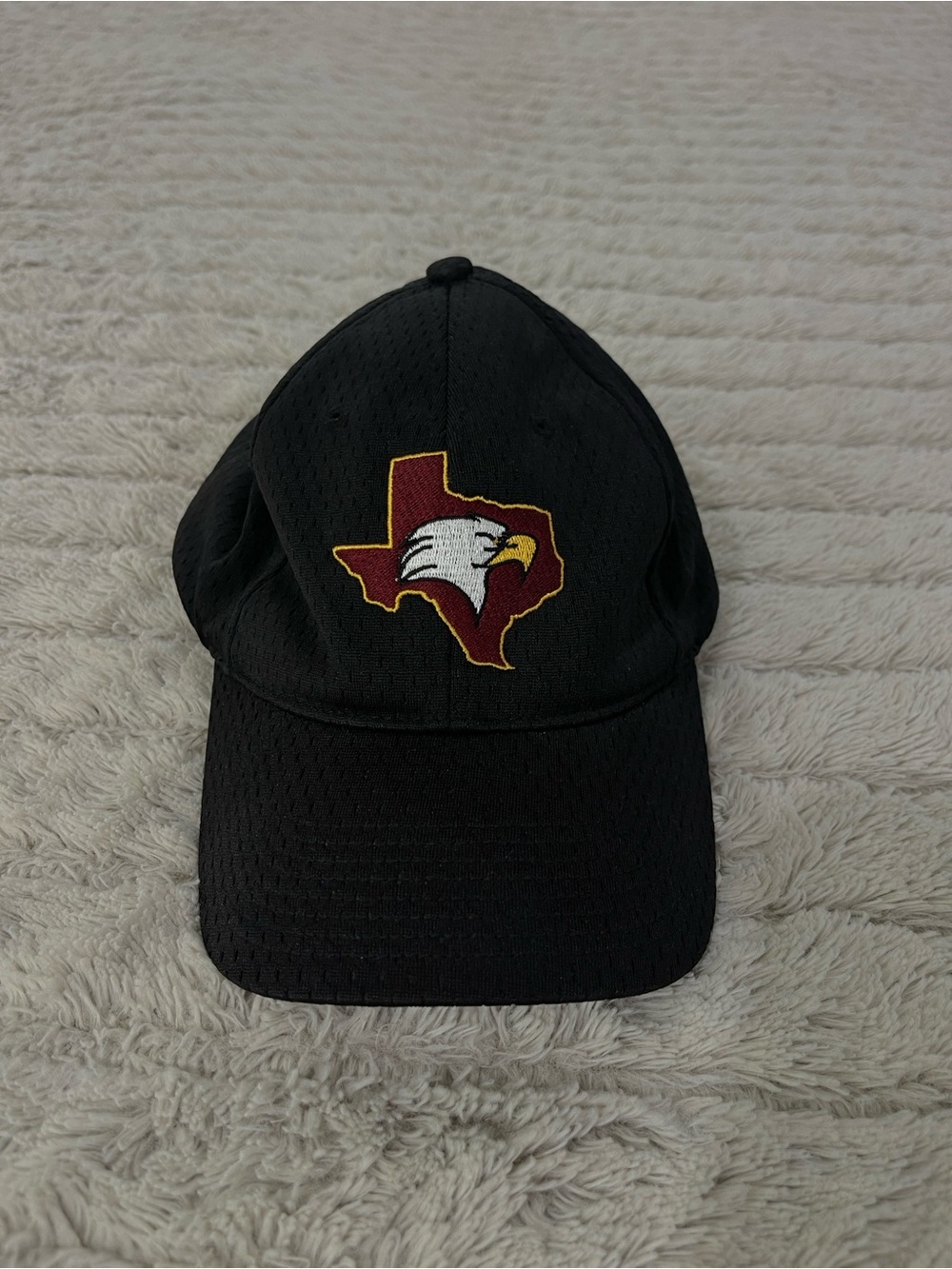 Black Baseball Cap with Texas Eagle Embroidered Patch